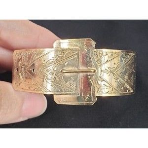 Antique Filigree Etched Victorian Brass Tone Belt Buckle Bracelet